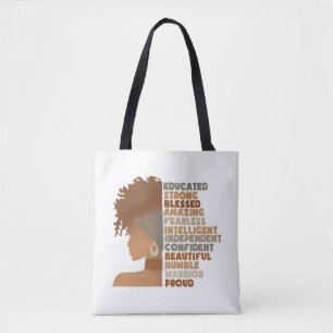Black Woman Afro Girl Tote Bag