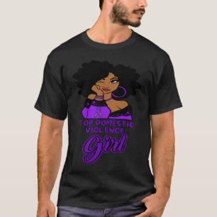 Black Woman Afro In October We Wear Purple Domesti T-Shirt
