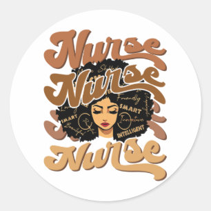 Black Woman Afro Nurse African American Nurse Classic Round Sticker