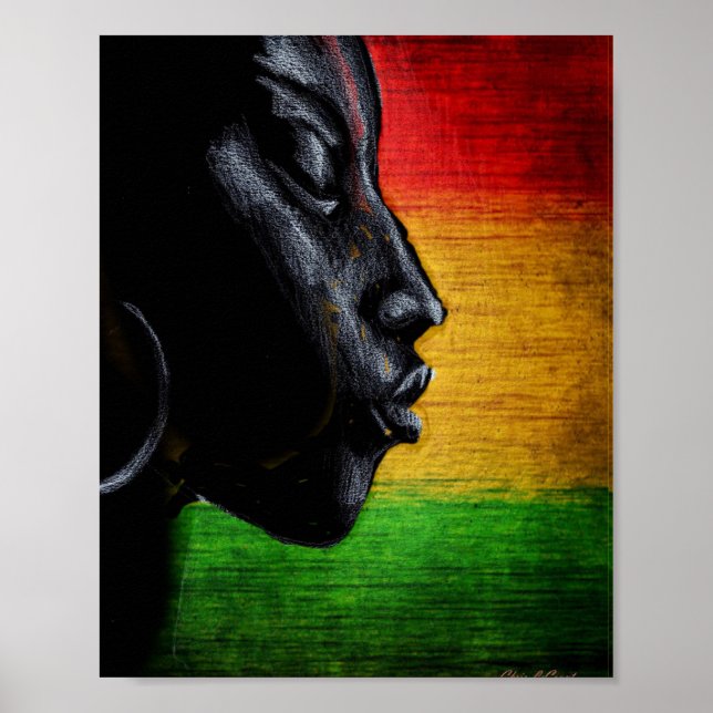 Black Woman Art wtih Afrocentric Colours Poster (Front)