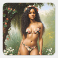Black Woman Bikini Model Floral Beauty