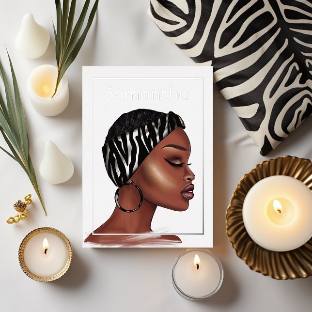 Black Woman Birthday Party Foil Invitation (African Woman)