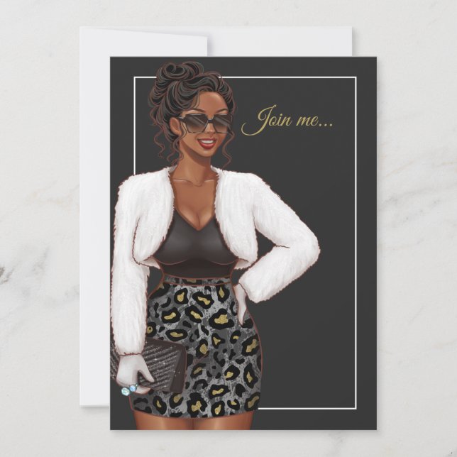 Black Woman Birthday Party Invitation (Front)
