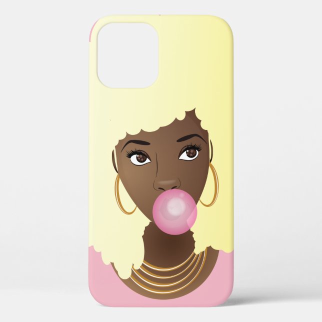 Black Woman, Blonde Afro, Popping Pink Bubblegum Case-Mate iPhone Case (Back)
