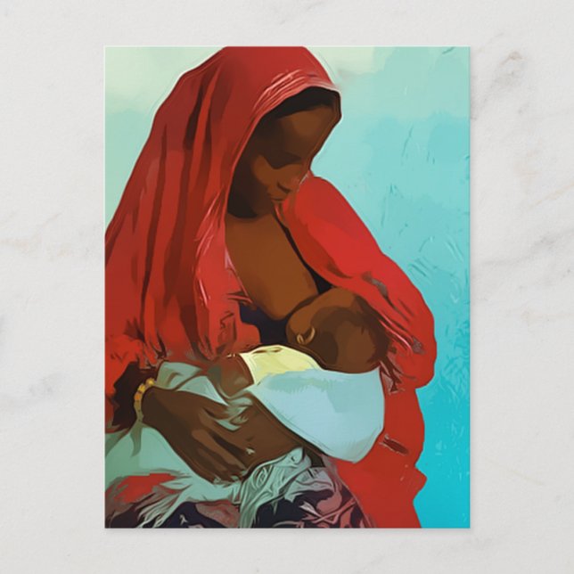 black woman breast-feeding child postcard (Front)