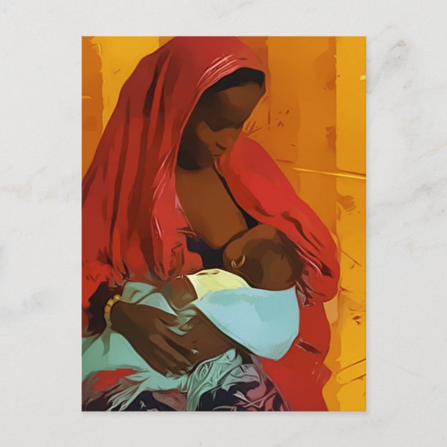 black woman breast-feeding child postcard (Front)