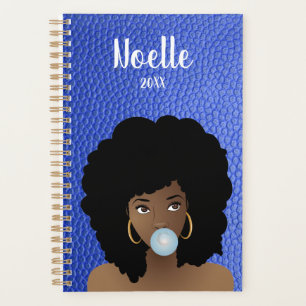 Black Woman, Bubblegum, Blue Faux Leather Planner