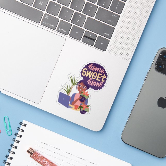 Black Woman Crazy Plant Lady, Home Sweet Home (Laptop w/ iPhone)