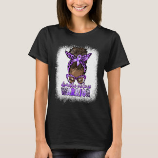 Black Woman Domestic Violence Warrior Afro Messy B T-Shirt