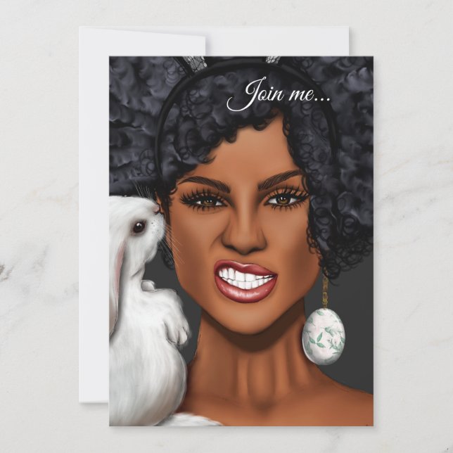 Black Woman Easter Birthday Party Invitation (Front)