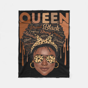 Black Woman Educated Strong Melanin Queen African Fleece Blanket