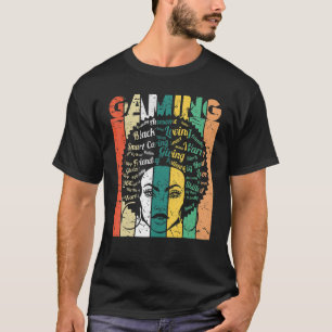 Black Woman Gaming Afro Retro Cool Black History M T-Shirt