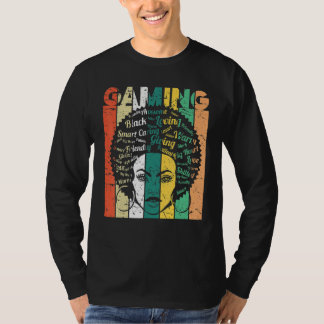 Black Woman Gaming Afro Retro Cool Black History M T-Shirt