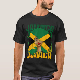 Black Woman Girl Happy Independence Day Jamaica T-Shirt