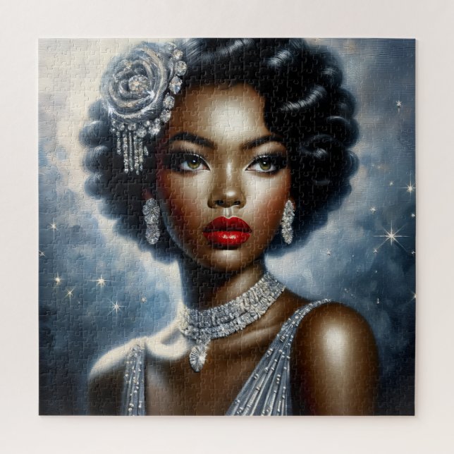 Black Woman Glamour Portrait Art Jigsaw Puzzle (Vertical)