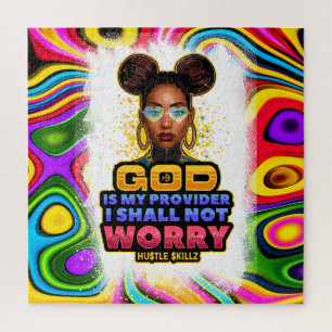Black woman God is my provider I shall not worry Jigsaw Puzzle