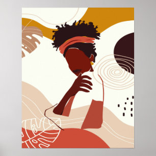 Black Woman Illustration Art, Portrait Print