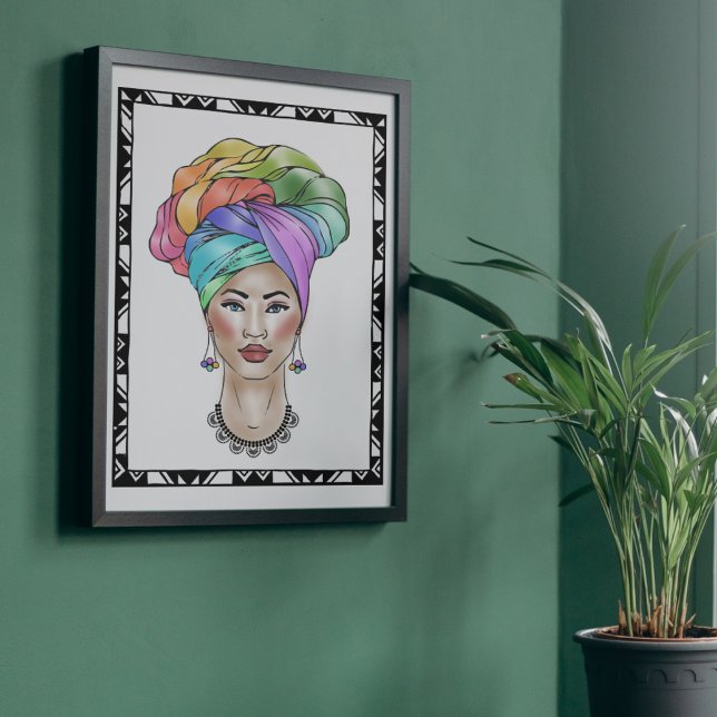 Black Woman in a Colourful Turban Poster (Creator Uploaded)