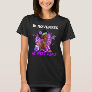 Black Woman In November We Wear Purple Epilepsy Aw T-Shirt