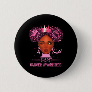 Black Woman In October We Wear Pink Breast Cancer 6 Cm Round Badge