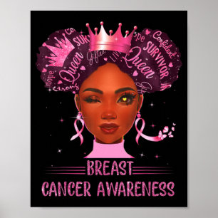Black Woman In October We Wear Pink Breast Cancer Poster