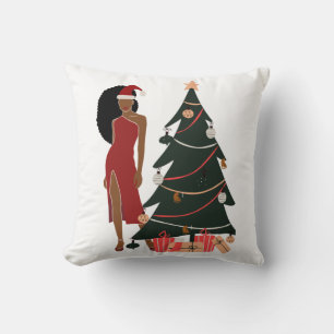 Black Woman Leo Zodiac Christmas   Cushion