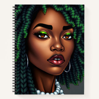 black woman melanin sista green money envy queen notebook