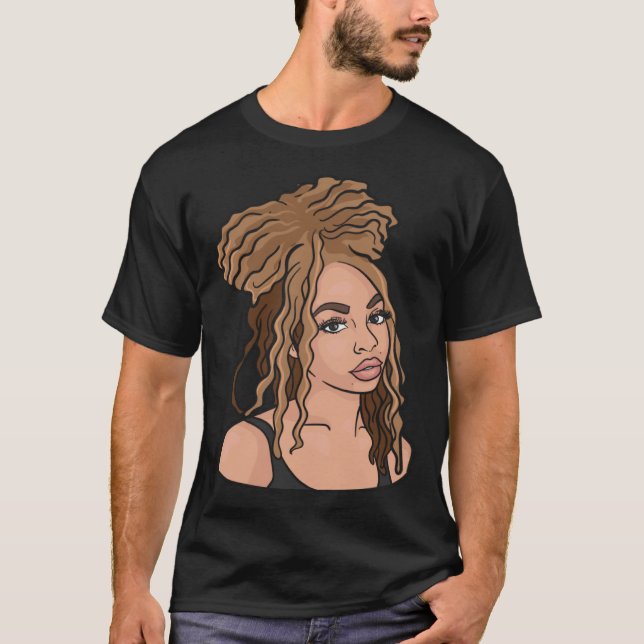 Black Woman Natural Hair Golden Locs T-Shirt (Front)