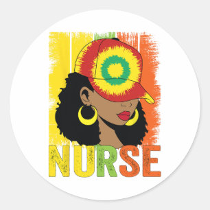 Black Woman Nurse Afro Melanin Vintage Black Histo Classic Round Sticker
