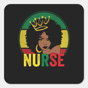 Black Woman Nurse Afro Melanin Vintage Black Histo Square Sticker
