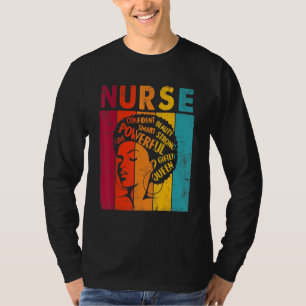 Black Woman Nurse Afro Retro Black History Month T-Shirt