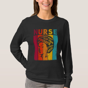 Black Woman Nurse Afro Retro Black History Month T-Shirt