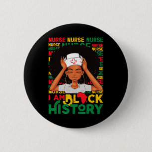 Black Woman Nurse Afro Retro Black History Month W 6 Cm Round Badge