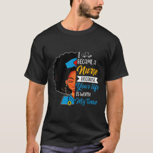 Black Woman Nurse Afro Retro Cool Black History Mo T-Shirt
