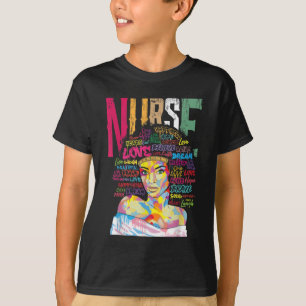 Black Woman Nurse Afro Retro Cool Black History Mo T-Shirt
