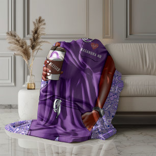 Black Woman Nurse Doctor in Purple Scrubs  Sherpa Blanket