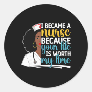 Black Woman Nurse Nursing Scrub African History Mo Classic Round Sticker