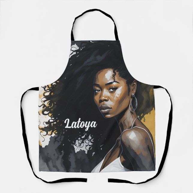 Black woman Personalised Apron (Front)