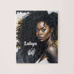 Black woman Personalised Jigsaw Puzzle