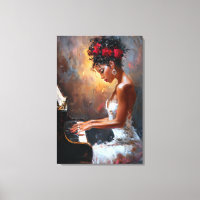 Black Woman Pianist Wall Art | Modern Afrocentric