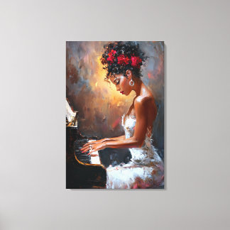 Black Woman Pianist Wall Art | Modern Afrocentric
