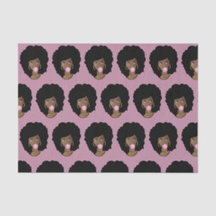 Black Woman, Popping Pink Bubble Gum, Light Purple Tissue Paper
