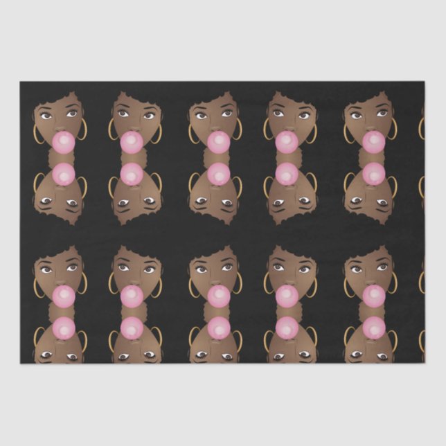 Black Woman, Popping Pink Bubblegum Tissue Paper (Front)