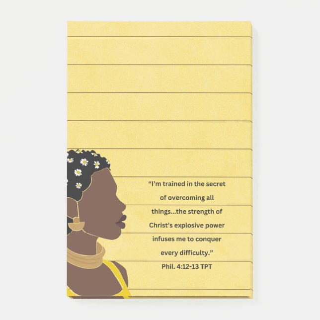 Black Woman Portrait Christian Scripture Lined Post-it Notes (Front)
