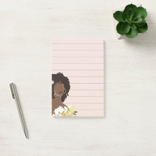 Black Woman Portrait Lined Sticky Post-it Notes
