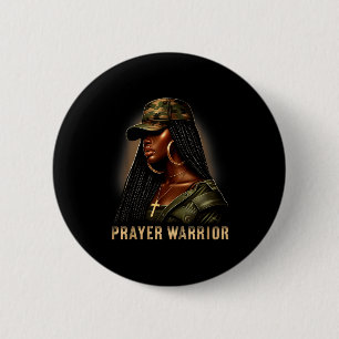 Black Woman Prayer Warrior Camo Christian Faith Em 6 Cm Round Badge