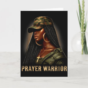 Black Woman Prayer Warrior Camo Christian Faith Em Card