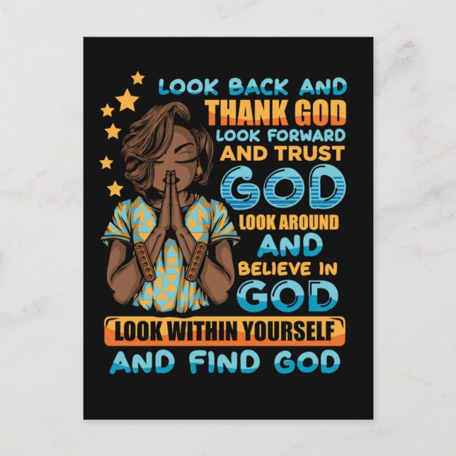 Black woman prayer warrior praying to God Holiday Postcard (Front)