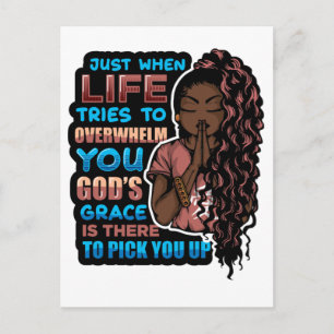 Black woman prayer warrior praying to God Postcard