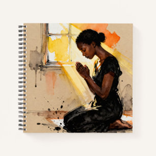 Black Woman Praying   Impasto Abstract Art Notebook